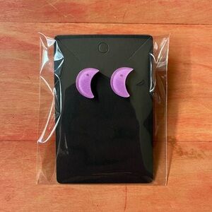 5/$25 Purple Glitter Crescent Moon Witchy Halloween Earrings